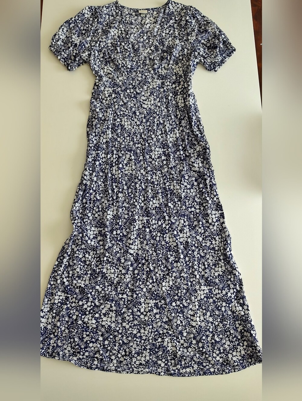 A New Day Navy and White Floral Maxi Dress Size S